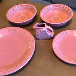 Fiesta ware Rose Pink - 2 bowls, 1 dinner plate, 1 small plate, 1 small creamer